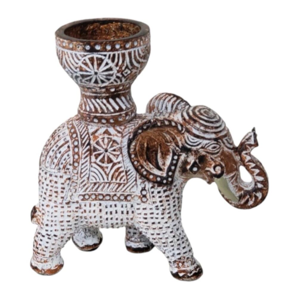 Unique Elephant Wood Tea Light Holder